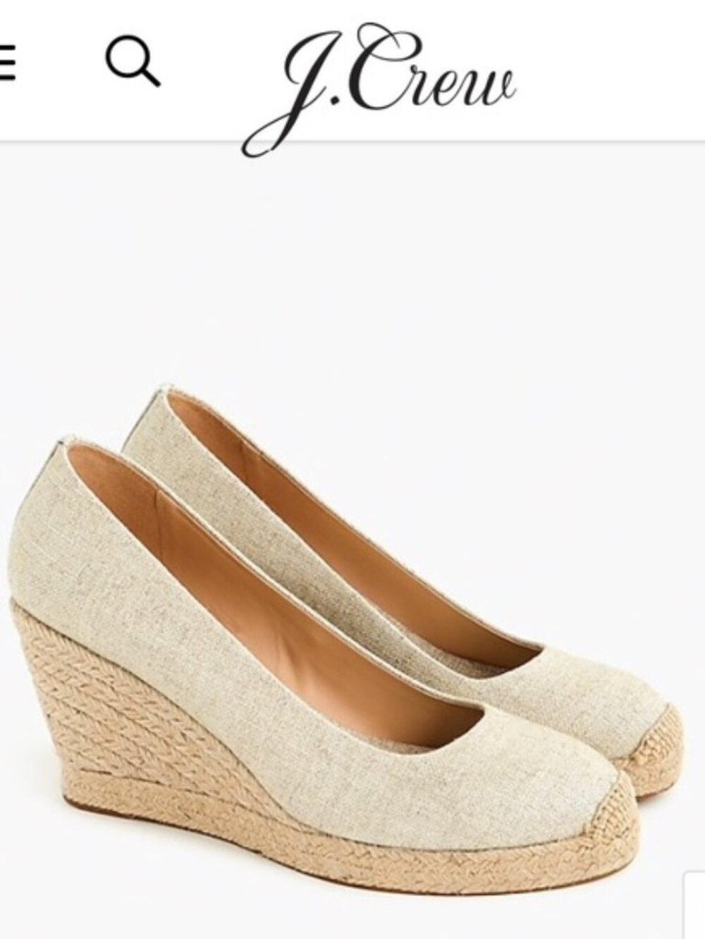 Gold Metallic Canvas J. Crew Espadrille Wedges - Size 8.5